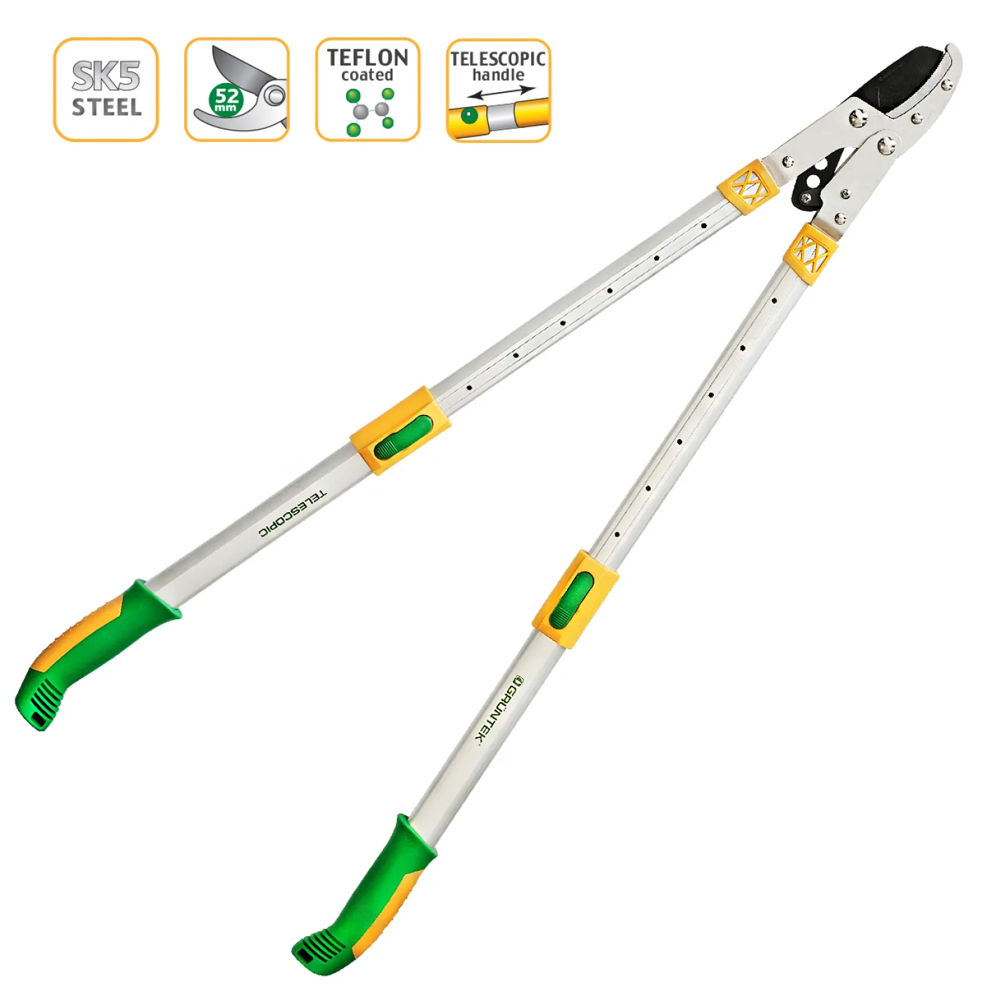 Telescoop Snoeischaar GRÜNTEK Telescopische Snoeischaar XT - Lengte 685-940 Mm, SK5 Staal, Anti-Kleef Coating - Ideaal Voor Hoog Snoeien Antisliplaag Snoeigereedschap Telescoop Snoeischaar GRÜNTEK Telescopische Snoeischaar XT - Lengte 685-940 Mm, SK5 Staal, Anti-Kleef Coating - Ideaal Voor Hoog Snoeien Antisliplaag Snoeigereedschap